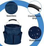 17L Foldable Storage Basket Cleaning Caddy with Handle Portable Multi Cleaning Bucket Bag for Home, Garden, Outdoor Camping (Blue)