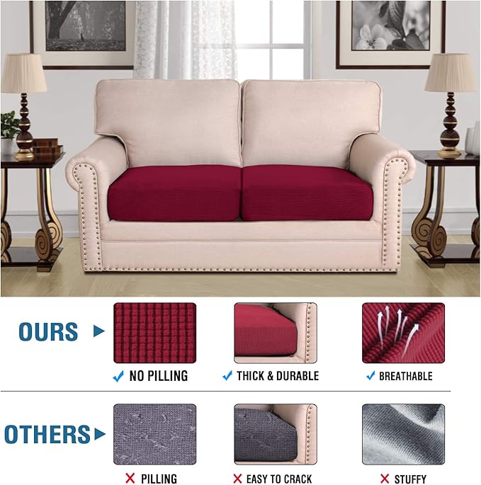 H.VERSAILTEX High Stretch Individual Seat Cushion Covers Sofa Slipcovers Couch - Image 5