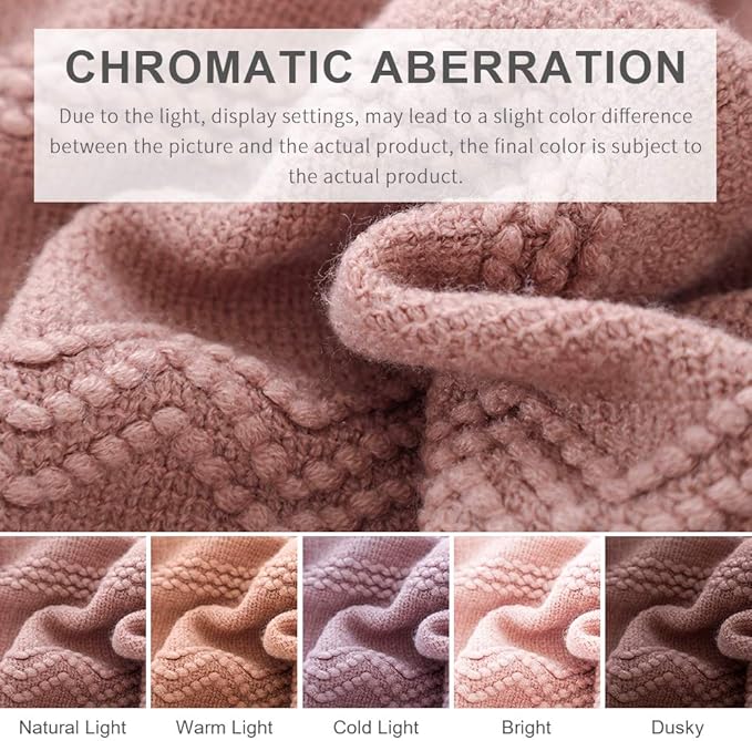 BOURINA Coral Pink Throw Blanket 60 x80 Inches Textured Solid Soft Sofa Throw - Image 8