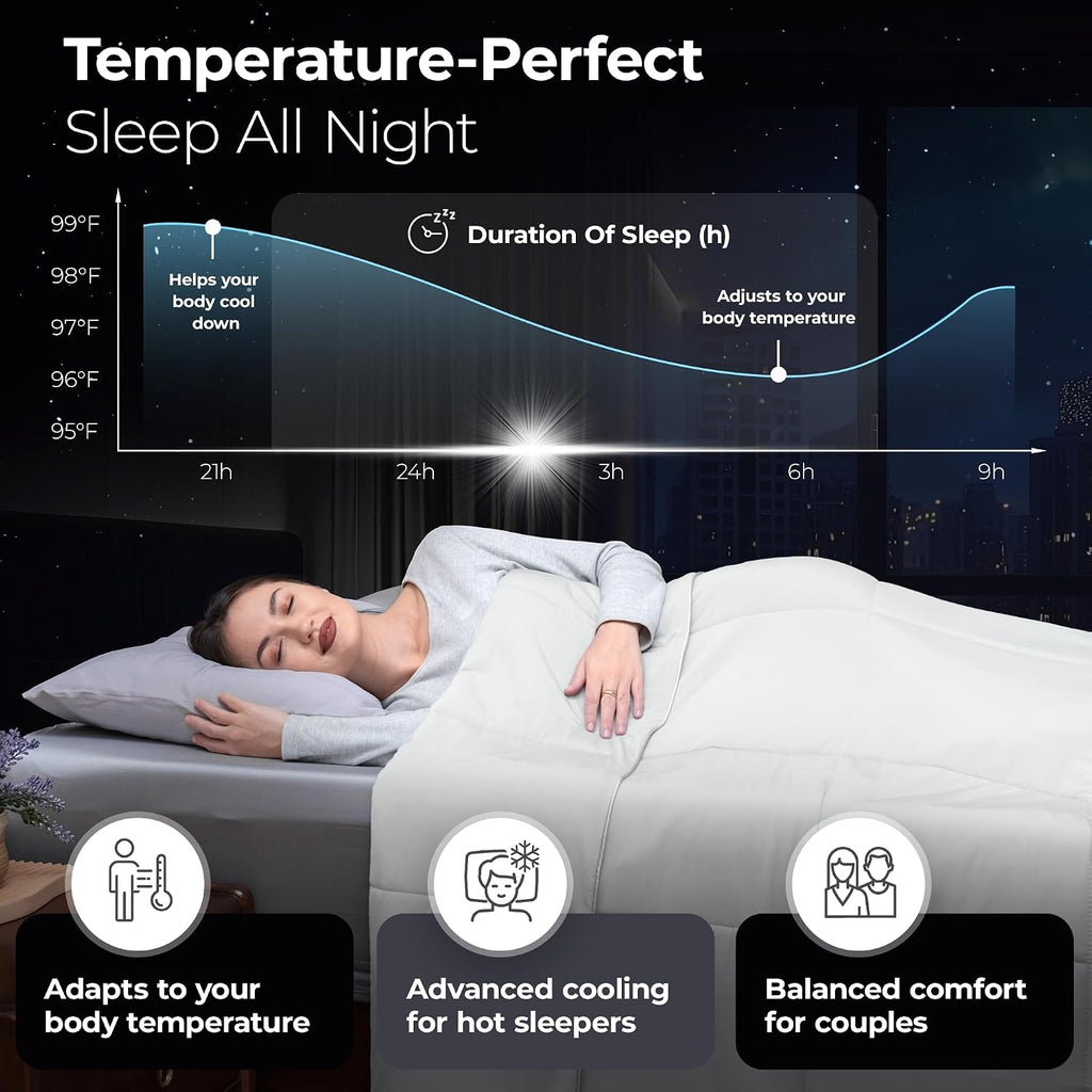 Silvery Cooling Comforter – Award-Winning Self-Cooling Blanket for Hot Sleepers with Self-Cleaning NEW, (Arctic White, Cali, King)