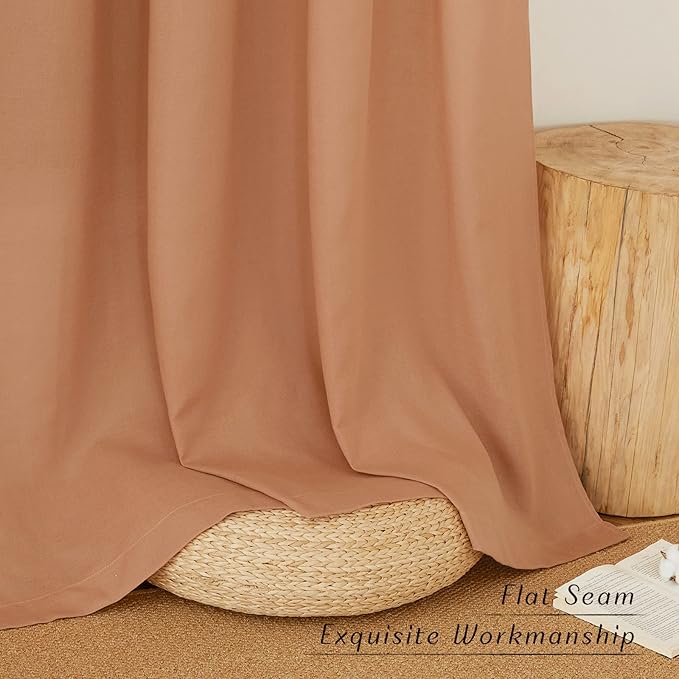 NICETOWN Flax Burnt Orange Linen Curtains - Image 2