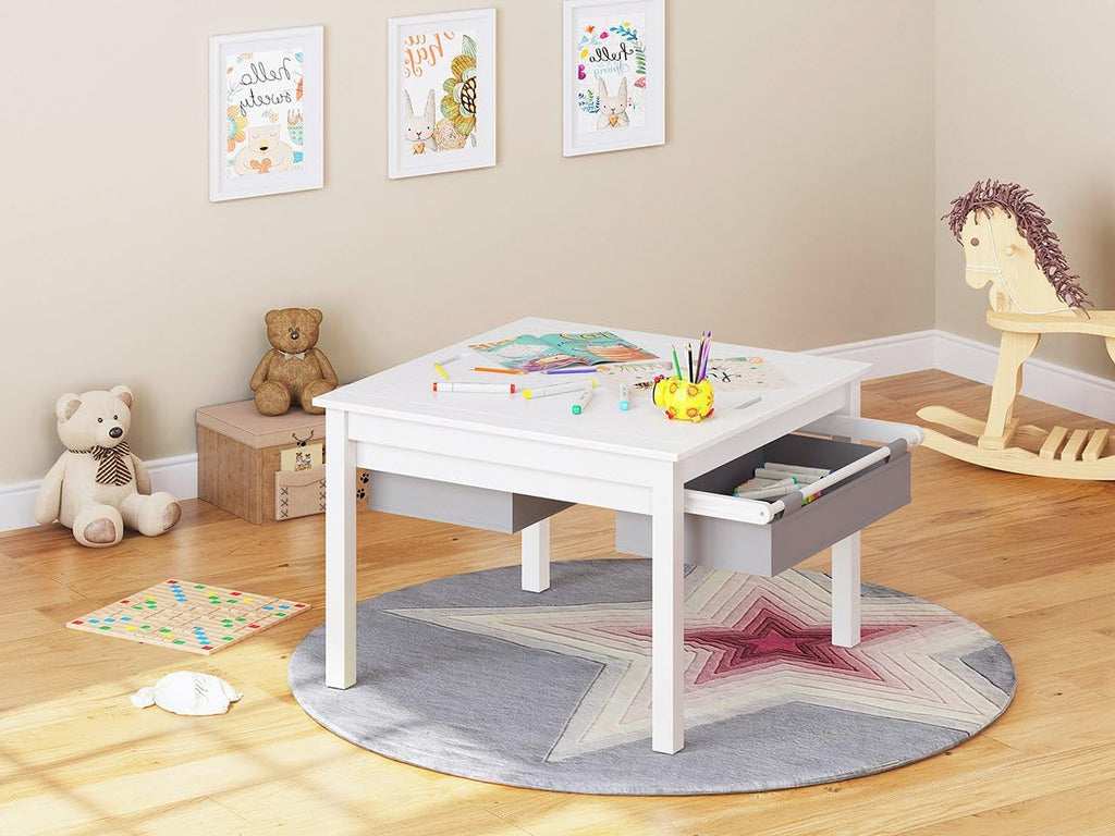 UTEX 2 in 1 Kids Construction Play Table with Drawers Compatible with Lego