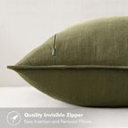 MIULEE Decorative Linen Pillow Covers 18x18 Inch Green ​Boho Farmhouse​ - Image 3