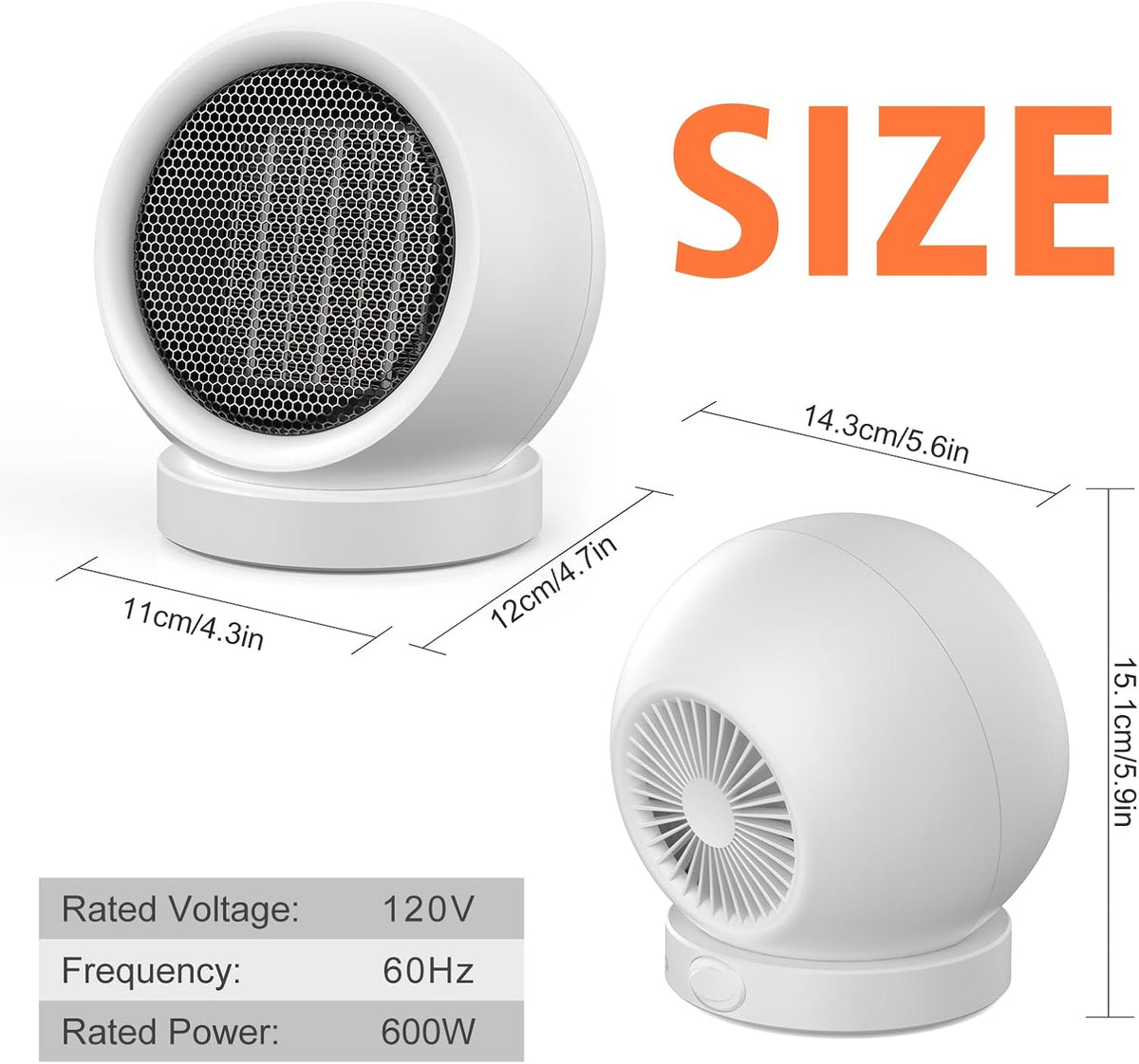 Space Heater, 600W Ceramic Desk Heater for Indoor Use, White