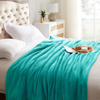 KMUSET Fleece Blanket Twin Size Teal Lightweight Super Soft Cozy Luxury Bed - Image 5