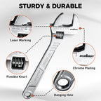 4-Piece Adjustable Wrench Set With 4 Magnetic Wrench Organizer Racks, 6" 8" 10" 12" Wide Jaw Metric & SAE Scales crescent wrench set, CR-V Steel for Home Repair, DIY & Auto Repair