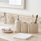 Bathroom Accessories Set, 4 PCS, Sandstone Look Leaf Beach Style