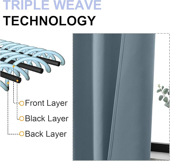 Simplebrand Ava Stone Blue Short Blackout Curtains - Image 5
