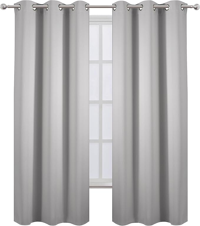 LEMOMO Blackout Curtains 42 x 95 inch/Light Grey Curtains Set of 2 - Image 2
