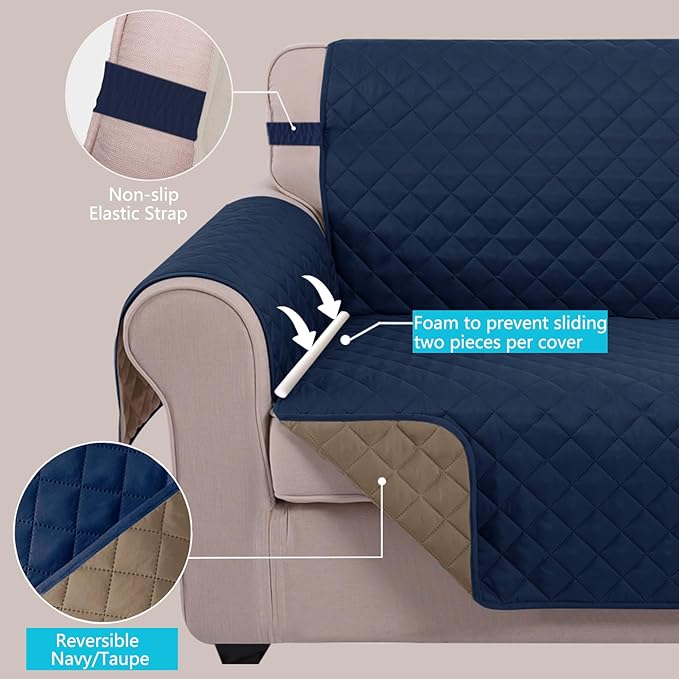 U-NICE HOME Recliner Chair Covers Reversible Quilted Water Repellent Pet - Image 3