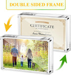 Boxalls 5x7 Inches Acrylic Picture Frame, Double Sided Clear Frameless Photo Frames with Magnetic Desktop Transparent