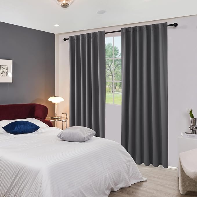 Deconovo Blackout Curtains, Thermal Insulated, W52 x L45 2 Panels, Back Tab - Image 7