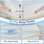 King Size Dual Layer 4 Inch Memory Foam Mattress Topper, 2 Inch Gel Memory Foam and 2 Inch Pillow Top Mattress Pad Cover, Thick Soft Bed Topper Medium Support for Back Pain, White