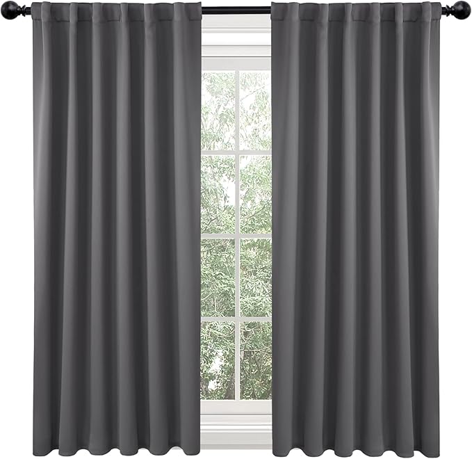 Deconovo Blackout Curtains, Thermal Insulated, W52 x L45 2 Panels, Back Tab - Image 2
