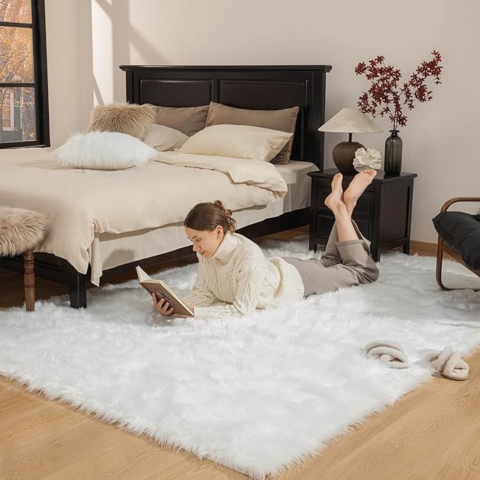 Ashler Faux Fur Rug, Fluffy Shaggy Area Rug Ultra Soft 5 x 7 Feet Rectangle Fur - Image 2