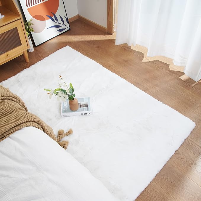 Ghouse Ultra Soft Faux Rabbit Fur Rug, Machine Washable Area Rugs - Image 2
