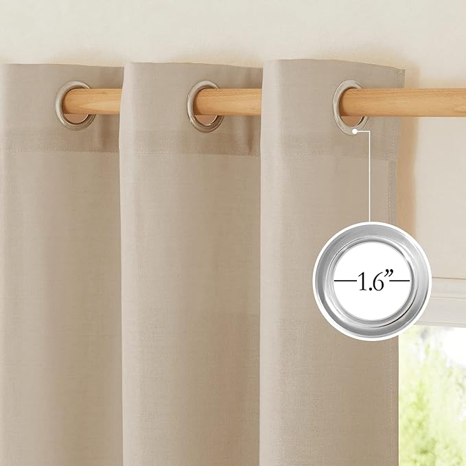 NICETOWN Thick polyester and linen Curtains 96 inch Long, Grommet Semi Sheer - Image 3