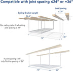 FLEXIMOUNTS 3x6 Overhead Garage Storage Adjustable Ceiling Rack, White