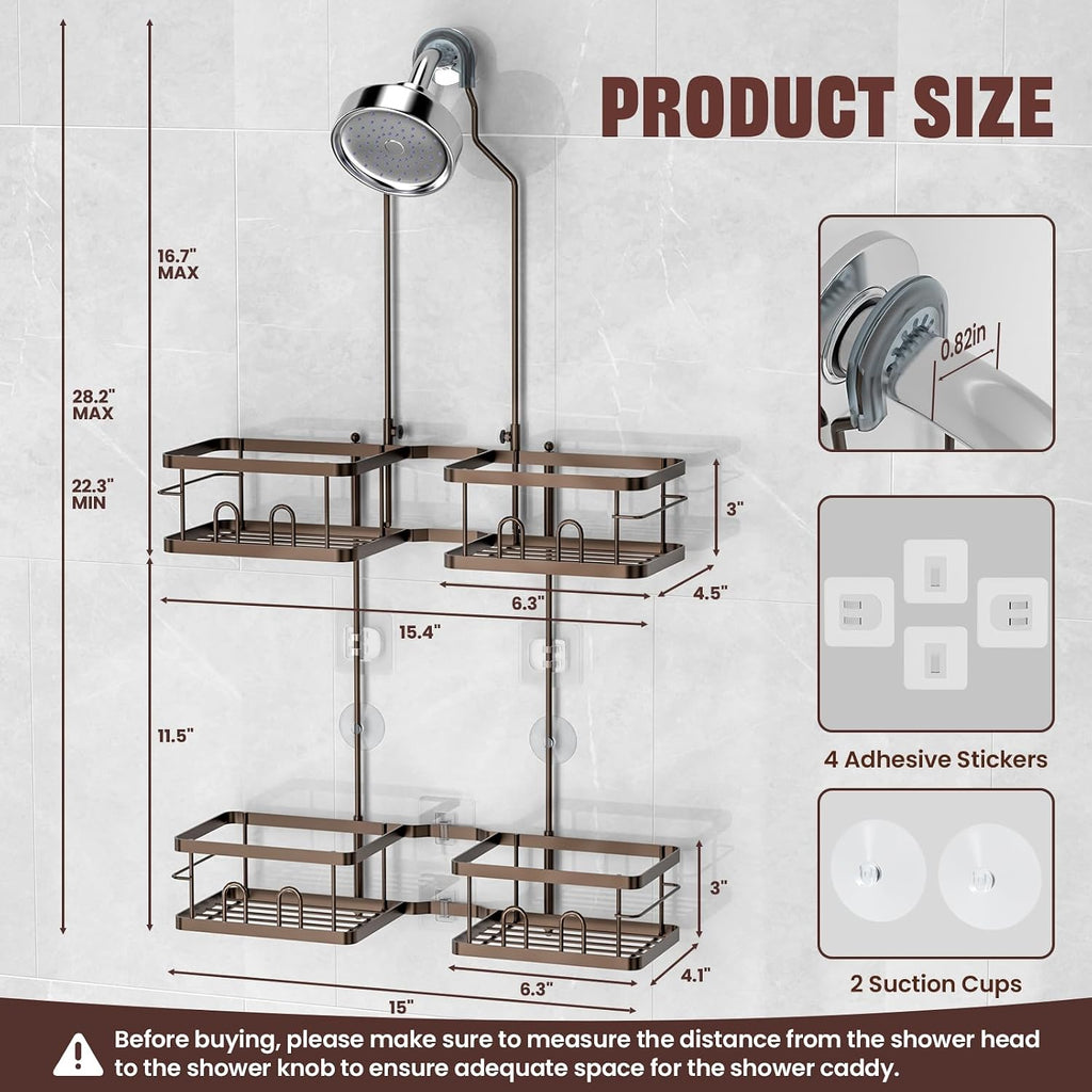 Adjustable Shower Caddy Hanging for Handheld Showerheads, Bronze
