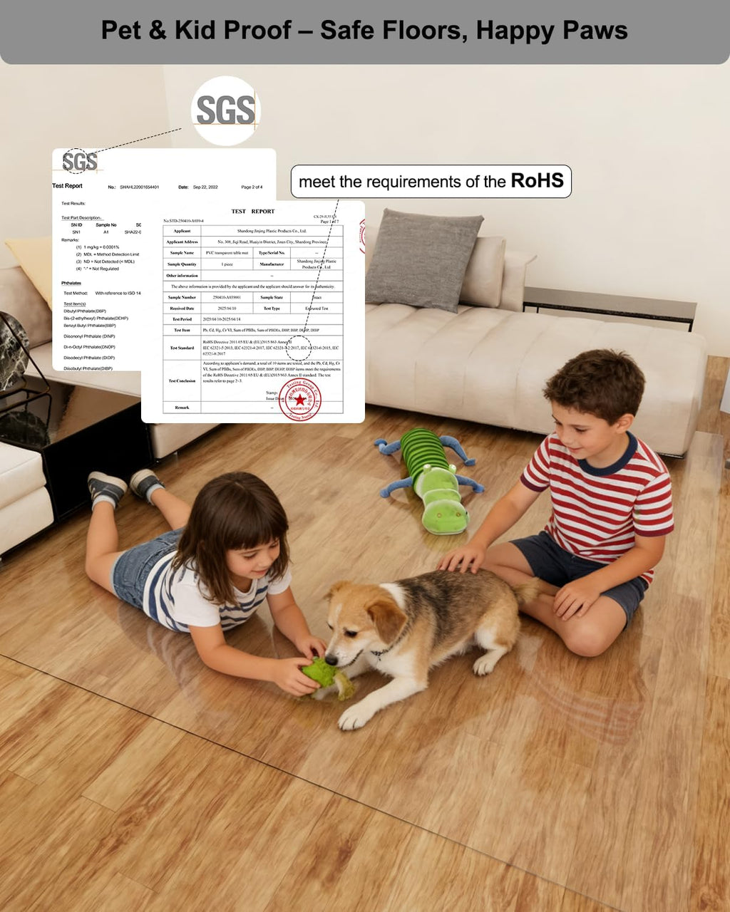 【16 Anti-Slip Stickers Included】 2'×4' Clear Plastic Floor Runner, Waterproof Clear Carpet Runner, Wipeable Vinyl Runners, Non Slip Floor Runners for Kitchen, Outdoor, Easy Clean Rug Protector Mat