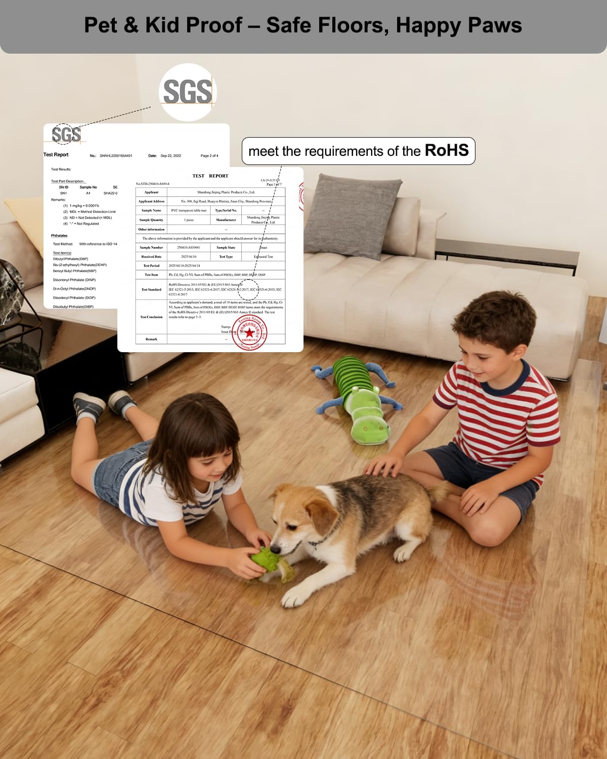 【16 Anti-Slip Stickers Included】 2'×4' Clear Plastic Floor Runner, Waterproof Clear Carpet Runner, Wipeable Vinyl Runners, Non Slip Floor Runners for Kitchen, Outdoor, Easy Clean Rug Protector Mat
