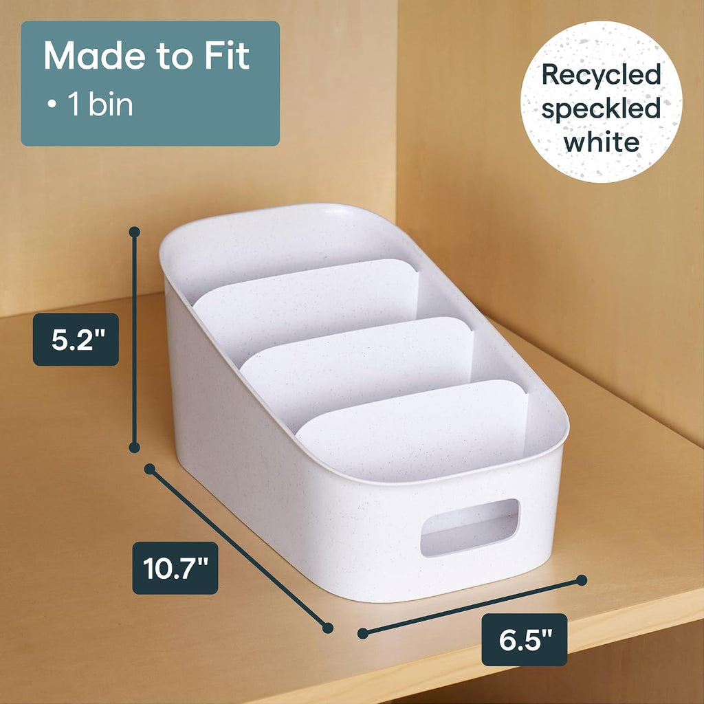 YouCopia ShelfBin Packet Organizer, 4-Tier Stairstep Raised Divided Bin, BPA-Free Storage Caddy for Kitchen Pantry and Cabinet Organization, Tea Bags, Medicine, and More