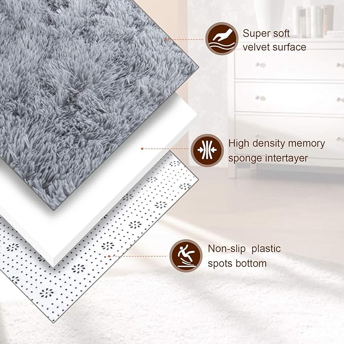 TWINNIS Super Soft Shaggy Rugs Fluffy Carpets, 6x9 Feet, Indoor Modern Plush - Image 2