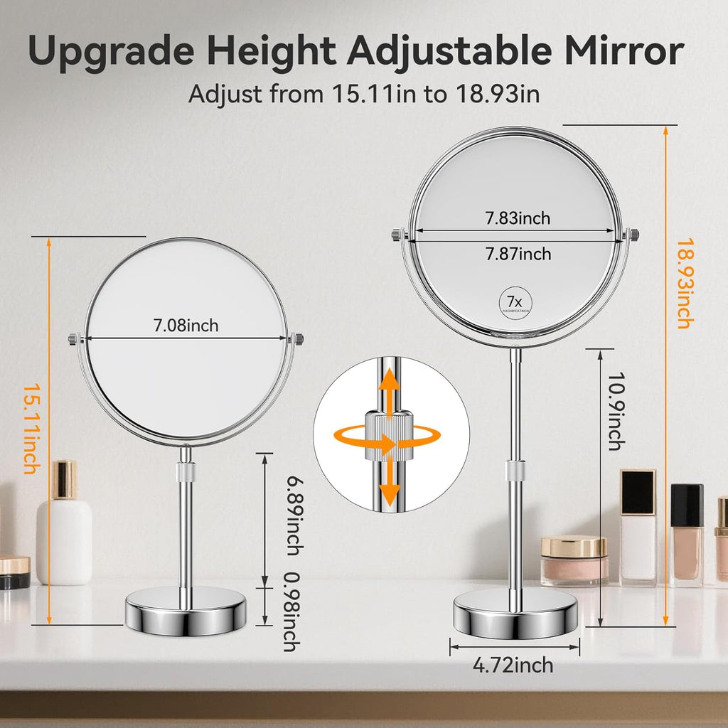 Nicesail Adjustable Makeup Magnified Mirror Chrome 7X 15 L x 9" W