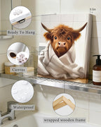 Drsoum Cute Highland Cow Bathroom Framed Wall Art Funny Animal Rustic Canvas Prints for Bathroom Restroom Decor 8x10in (Framed)