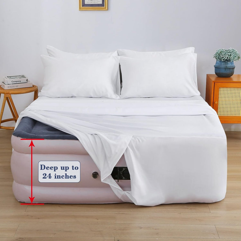 Air Mattress Sheet Set with Inflation Opening, Full, White