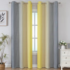 Grey and Yellow Blackout Curtains 84 Inch Length 2 Panels Set, 100% Blackout - Image 2