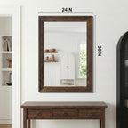 Farmhouse Rustic Wood Framed Bathroom Vanity Mirror for Wall, 24x36, Brown