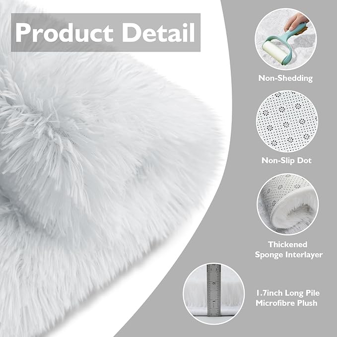 Shag Area Rug for Bedroom 5x8, Soft Fuzzy Rug Non-Shedding Indoor Plush Carpet - Image 4