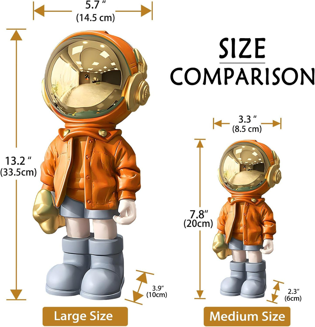 Dosker Astronaut Statue, Spaceman Sculpture Polyresin Figurine Orange