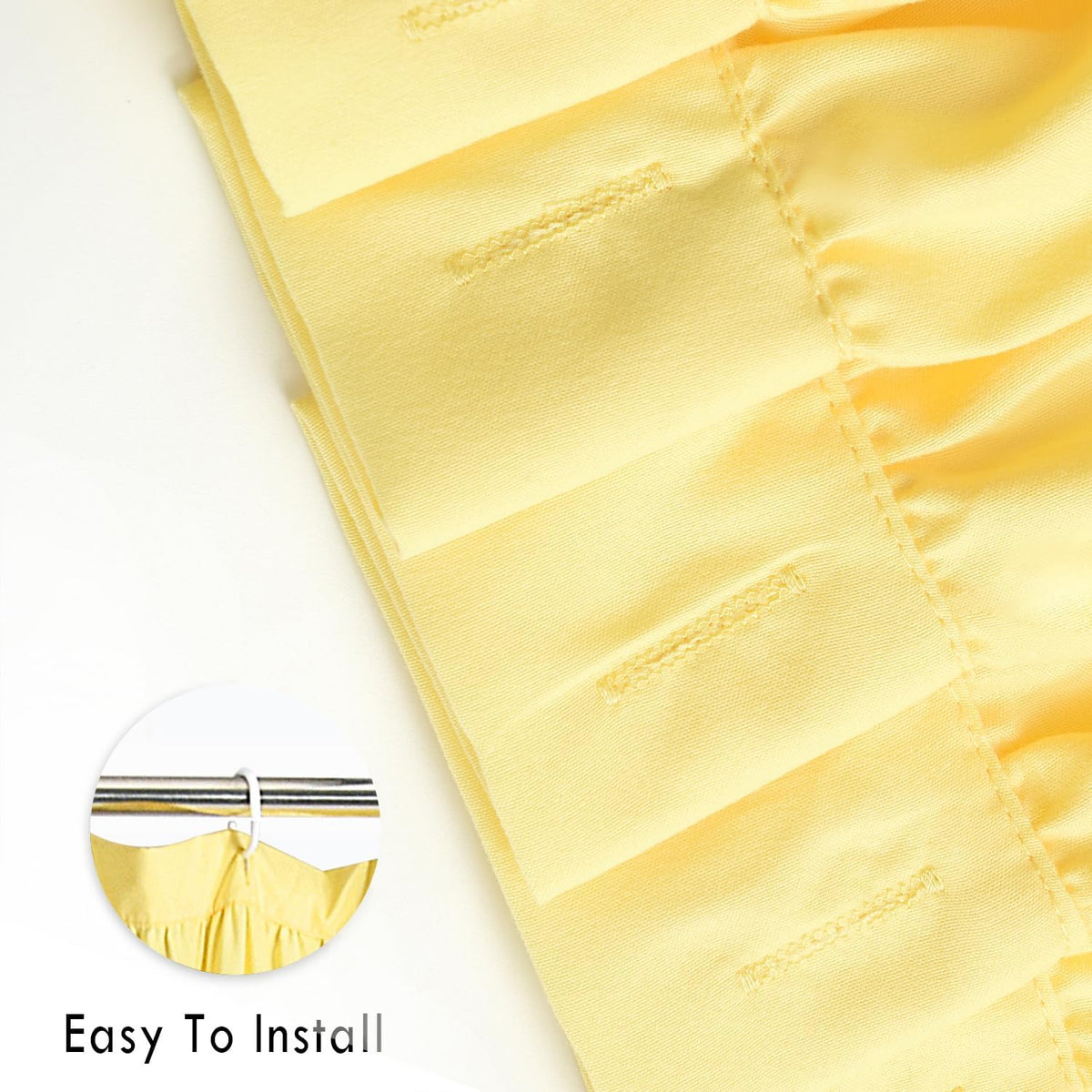 Homechoice Decor Bright Yellow Shower Curtain with 12 Buttonholes
