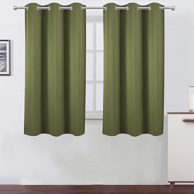LEMOMO Oilve Green Blackout Curtains 38 x 54 Inch Length/Set of 2 Curtain by Lemomo