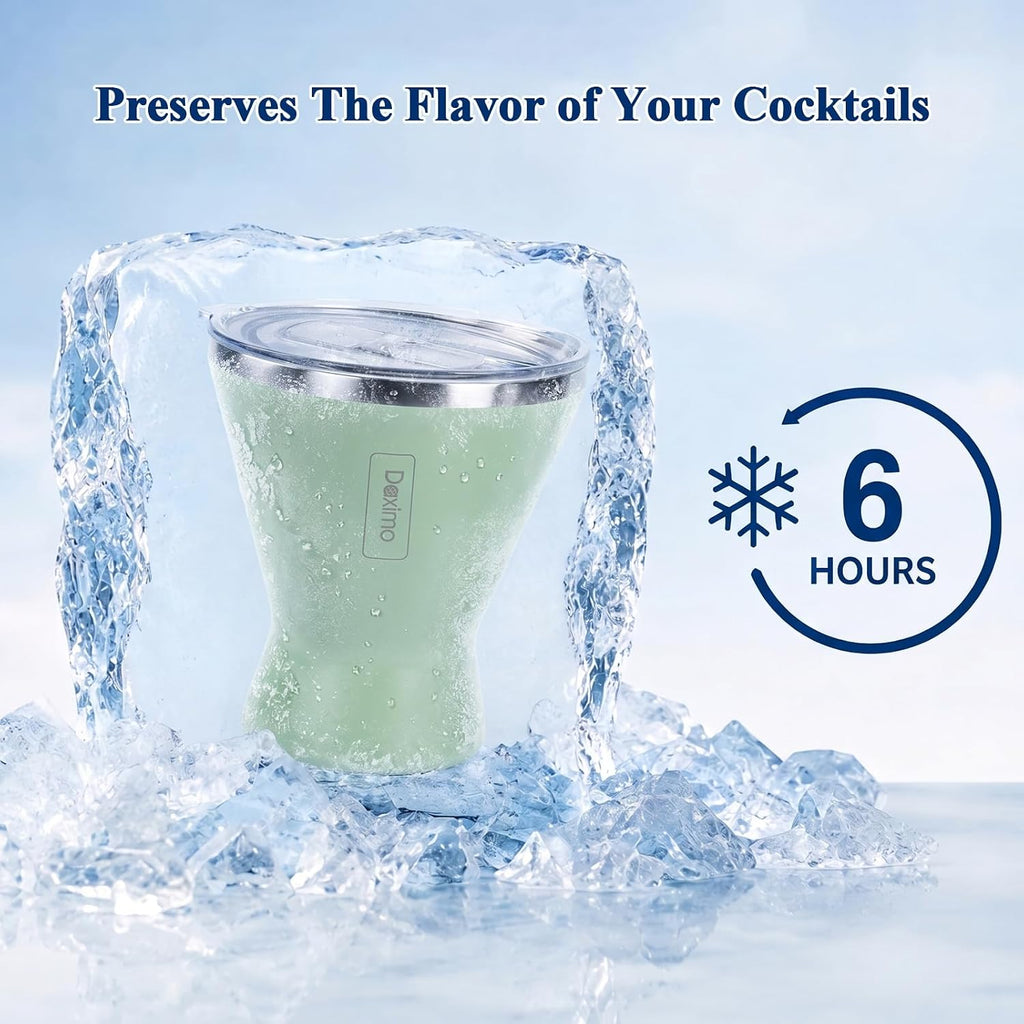 Daximo 10 oz Vacuum Insulated Martini Glasses with Lid and Silicone Straw