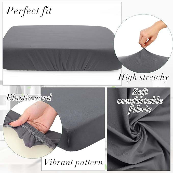 Newwiee Set of 4 Stretch Patio Cushion Covers Sofa Couch Seat Chair Slipcovers - Image 3