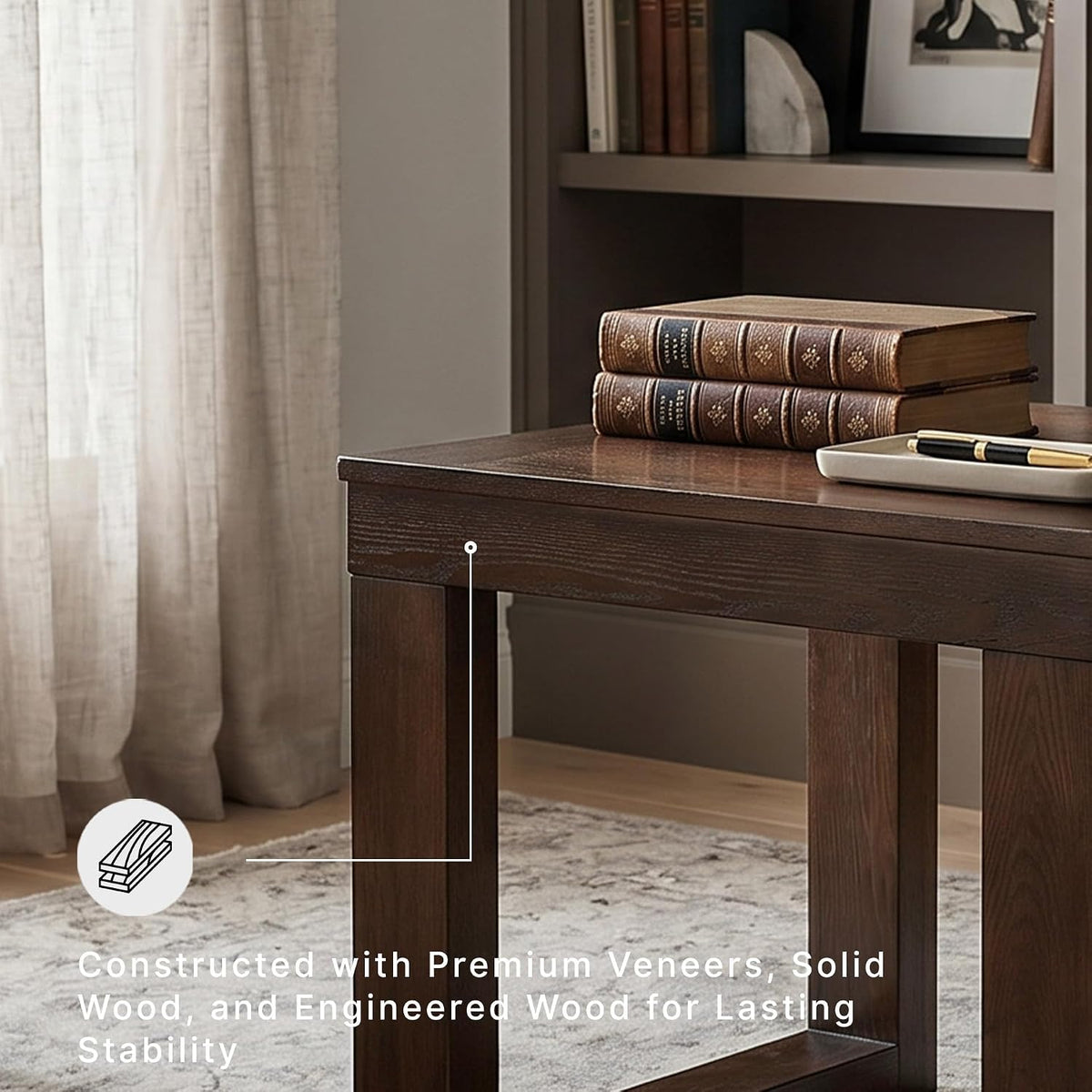 Signature Design by Ashley End Table, Oversized Square, Dark Brown
