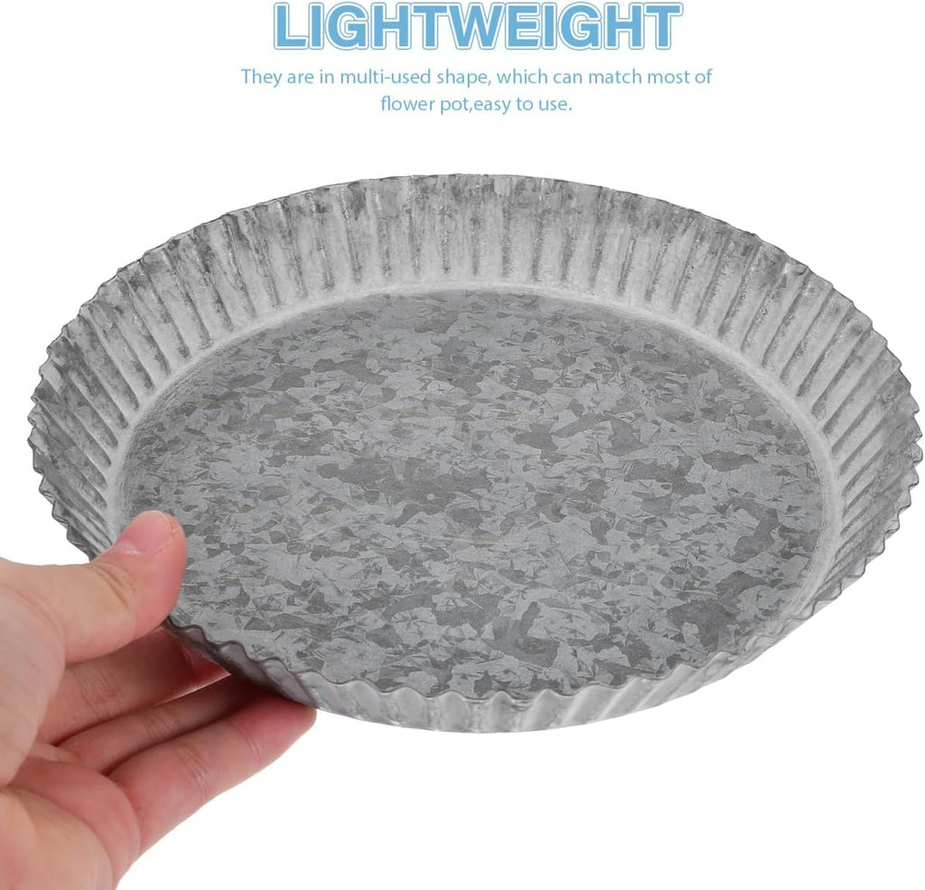 Yardwe Vintage Iron Flower Pot Saucer 7.7 Inch Metal Plant Water Catcher Tray for Indoor Outdoor Garden Plant Container Accessories