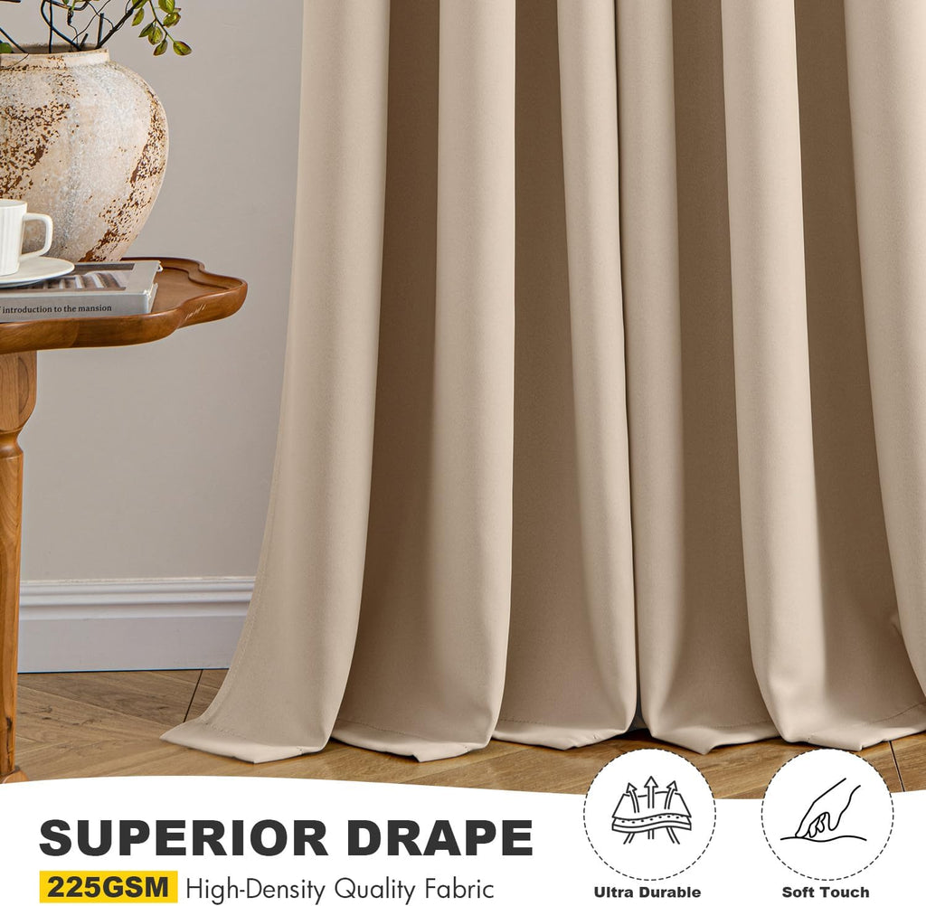 MIULEE Blackout Curtains for Bedroom 2 Panels 40 x 84 Inch Long Beige