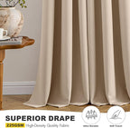 MIULEE Beige Blackout Curtains for Bedroom Living Room 72 Inches Long 2 Panels - Image 5