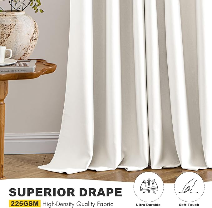 MIULEE Ivory Blackout Curtains for Bedroom Living Room 84 Inches Long 2 Panels - Image 5