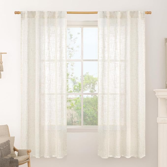 LAMIT Light Filtering Linen Curtains 72 inches Long by LAMIT