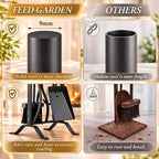 FEED GARDEN Fireplace Tools Set 5 Pcs with Stand, 29” Durable Wrought Iron