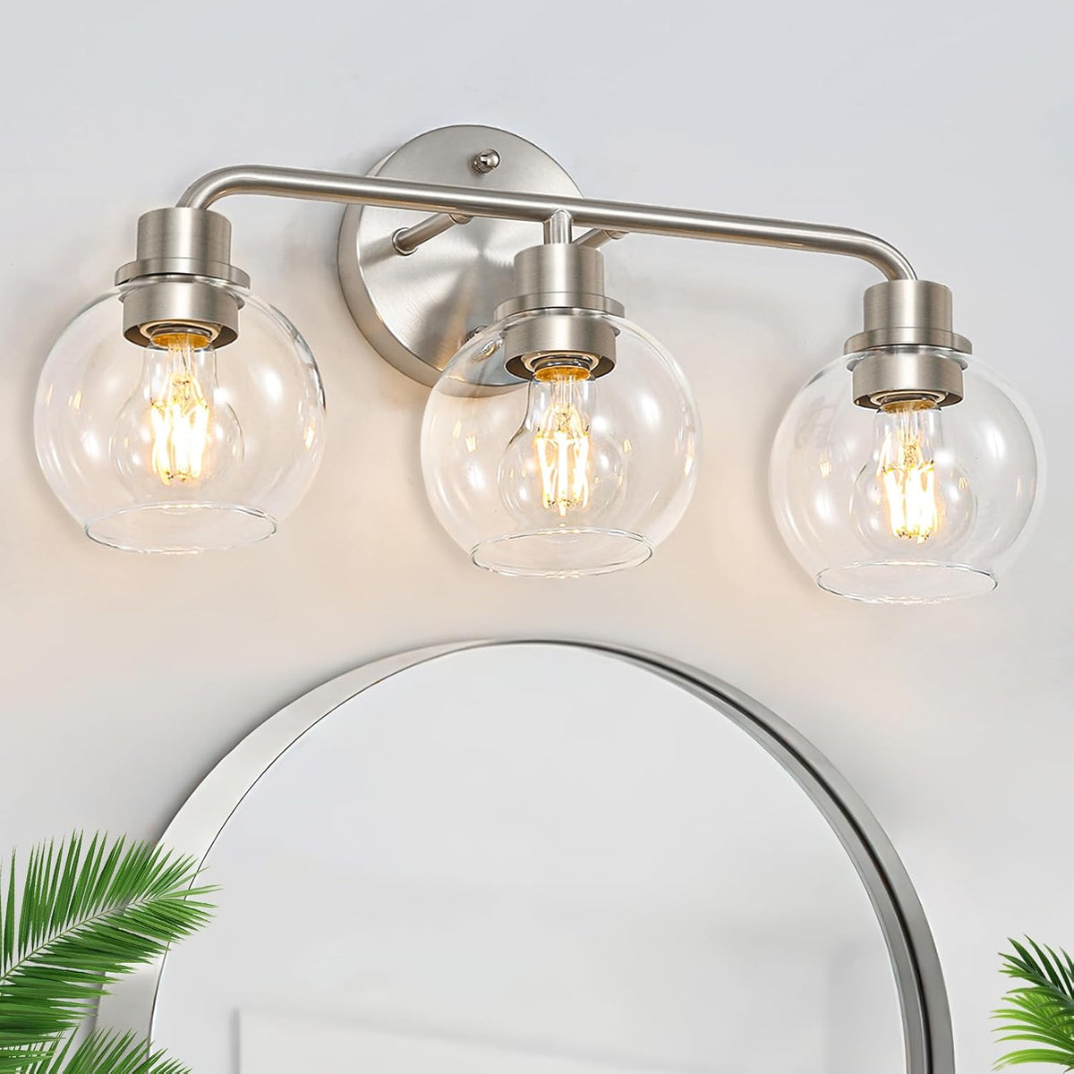 3 Light Bathroom Vanity Light Fixtures, Brushed Nickel Vanity Lights