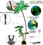 6 Feet Artificial Palm Tree, Light Up 220LED Christmas Tree Decorations, 8 Modes Fake Room Decor Palm Trees for Outside Patio, Home Indoor, Tiki Bar, Outdoor Pool Tropical Party