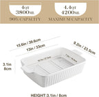 MALACASA 4.4 QT Baking Dishes with Rack,Casserole Dishes for Oven,White