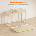 Huuger Folding Desk for Small Spaces, 39.4 Inch Foldable Computer Table