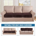 H.VERSAILTEX Velvet Stretch Couch Cushion Cover Plush Cushion Slipcover - Image 3